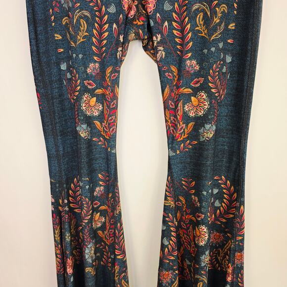 Yoga Democracy Bell Bottom Leggings XL Hippie Flare Leg Festival Floral Boho 70s - Picture 8 of 16